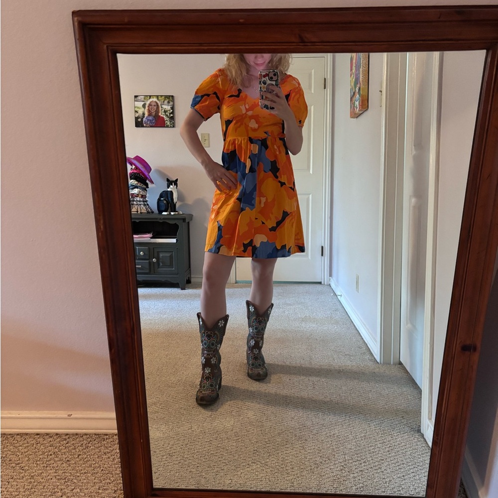 Vibrant Orange and Blue Women's Dress